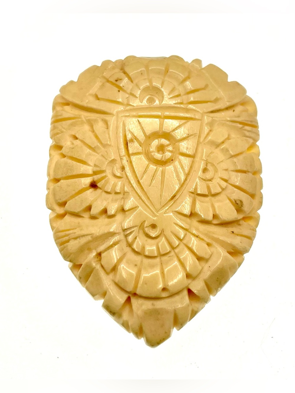 Vintage 1930s Carved Bone Dress Clip Art Deco Cream Fur Clip